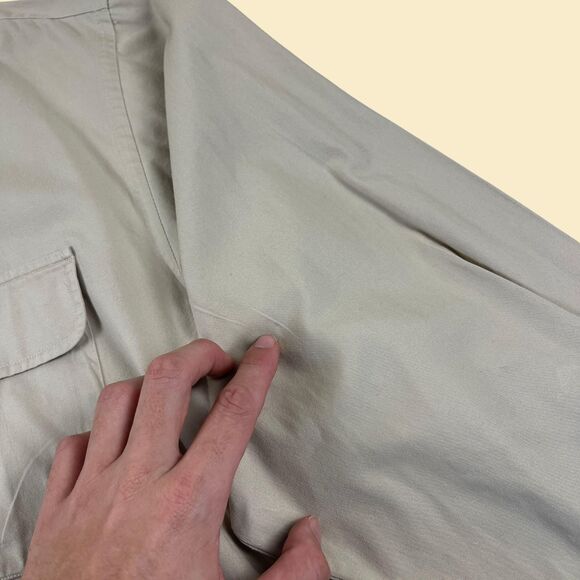 1990s Lands End XL shirt, vintage mens beige long sleeve button down top - Picture 5 of 10